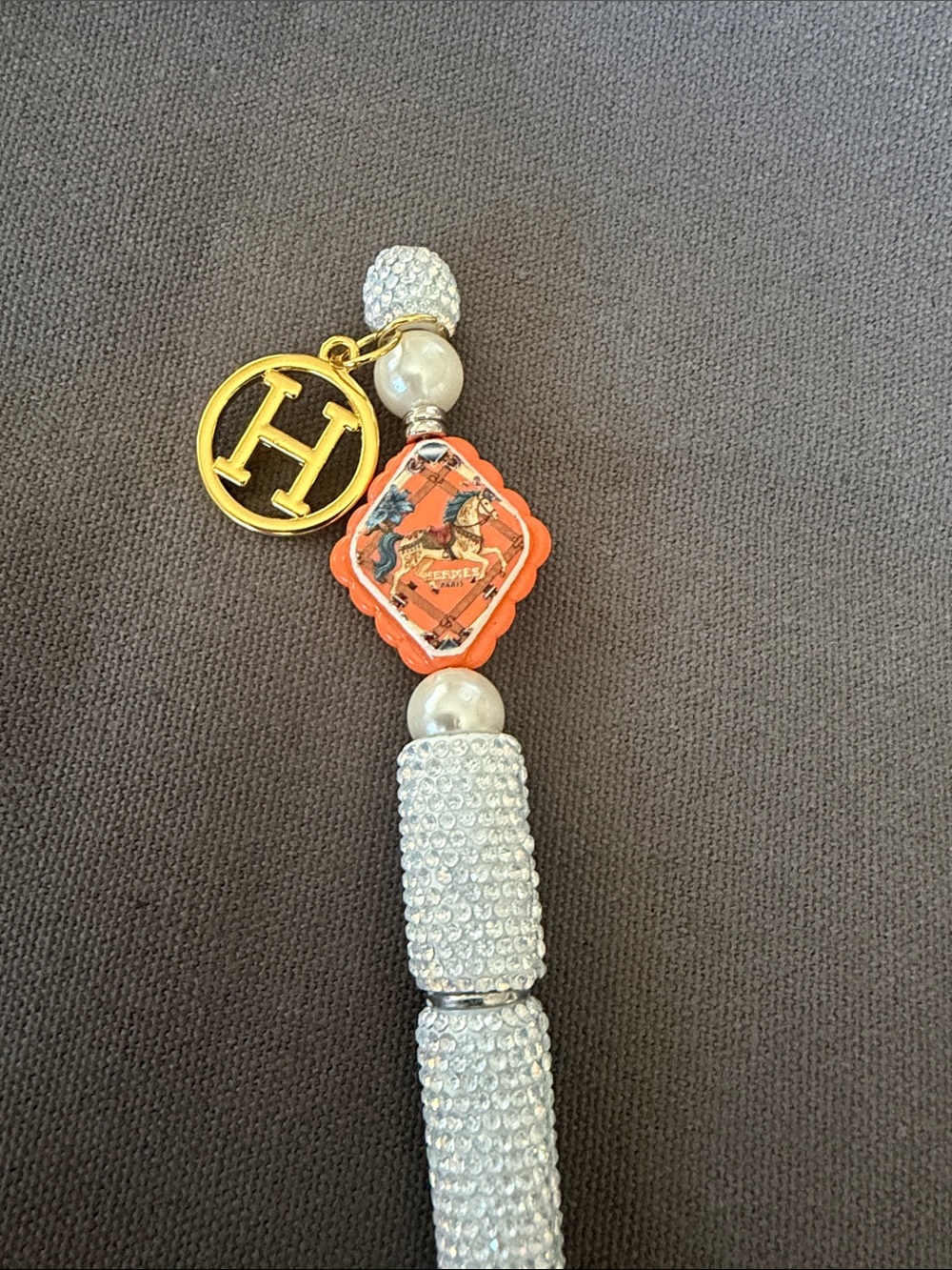 🏵️Handcrafted Orange Enamel & Crystal Charm Key/Bag Pen Charm - Picture 3 of 4